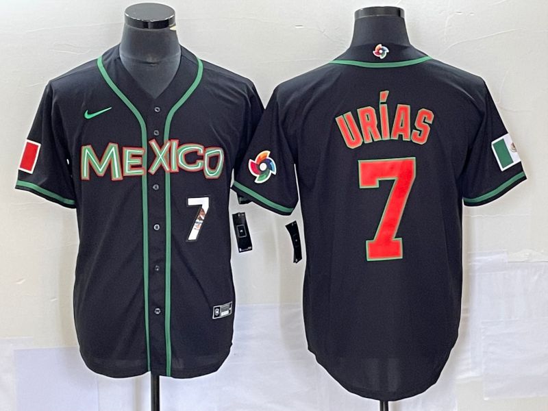 Men 2023 World Cub Mexico #7 Urias Black red Nike MLB Jersey11